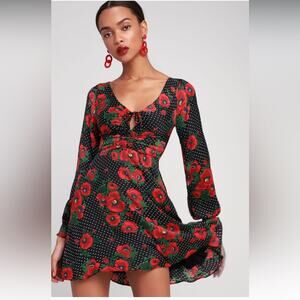 Free people dot floral mini dress